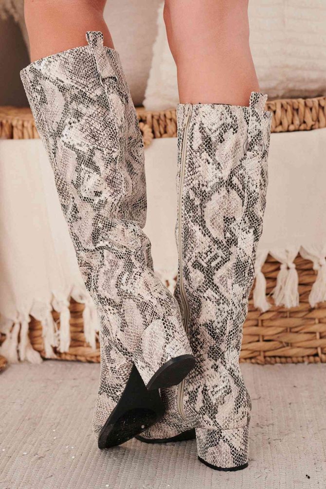 Samira Snake Knee High Boots (White) · NanaMacs - Image 4
