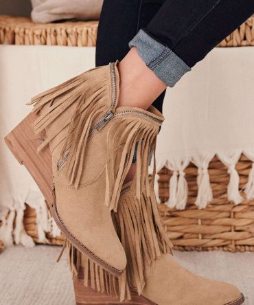 Old Town West Fringe Booties (Taupe) · NanaMacs