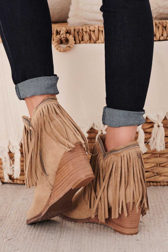Old Town West Fringe Booties (Taupe) · NanaMacs - Image 3