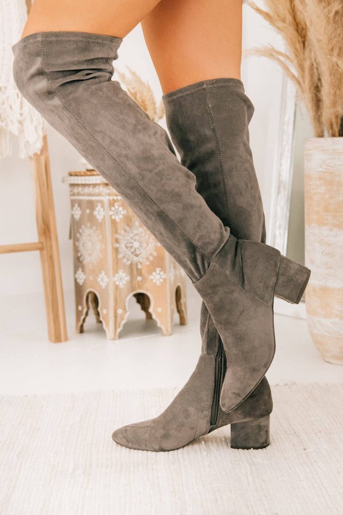 Missed Your Chance Thigh High Boots (Grey Suede) · NanaMacs - Image 2