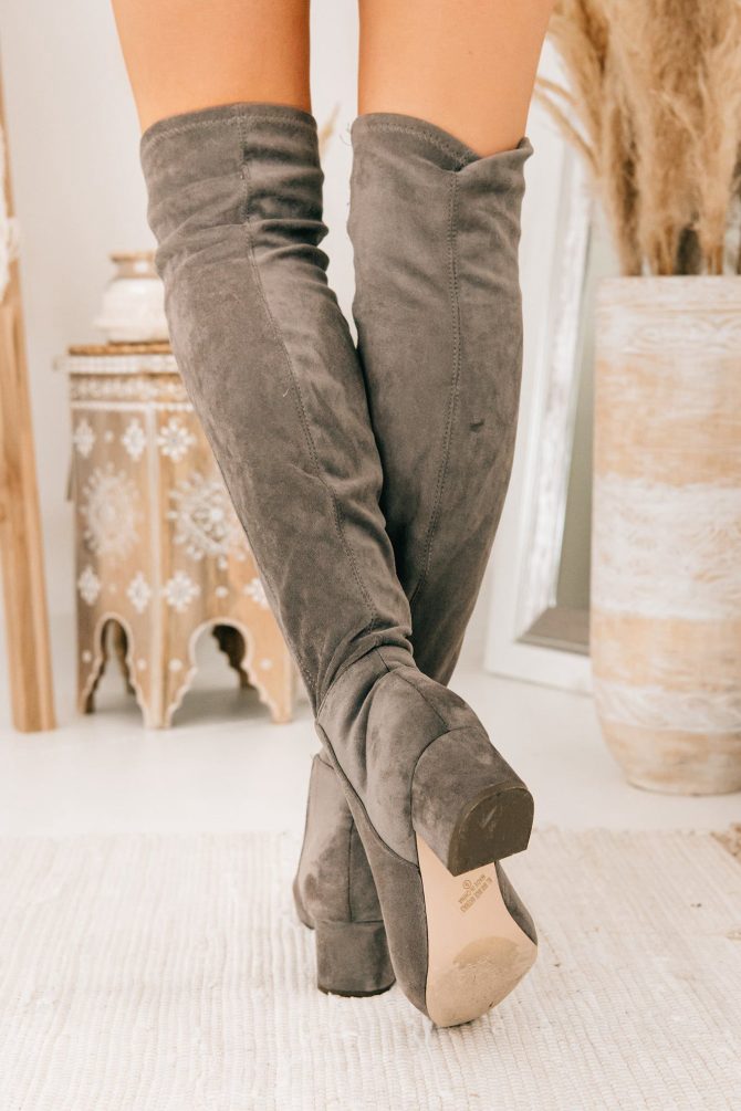 Missed Your Chance Thigh High Boots (Grey Suede) · NanaMacs - Image 4