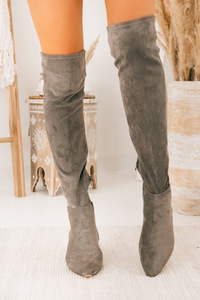 Missed Your Chance Thigh High Boots (Grey Suede) · NanaMacs - Image 3