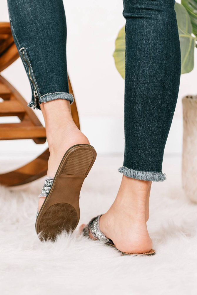 On My Time Rhinestone Sandals (Grey) · NanaMacs - Image 4