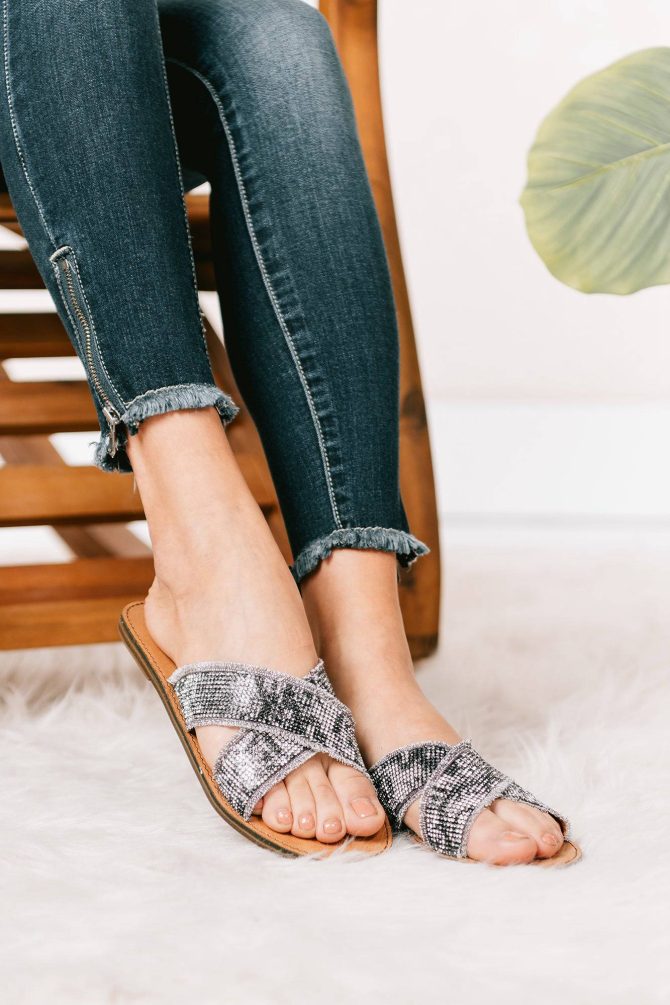 On My Time Rhinestone Sandals (Grey) · NanaMacs - Image 2