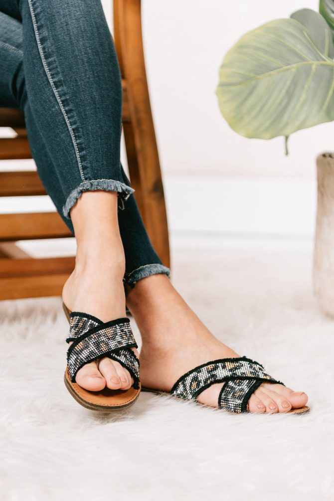 Step By Step Leopard Rhinestone Sandals (Black) · NanaMacs - Image 2