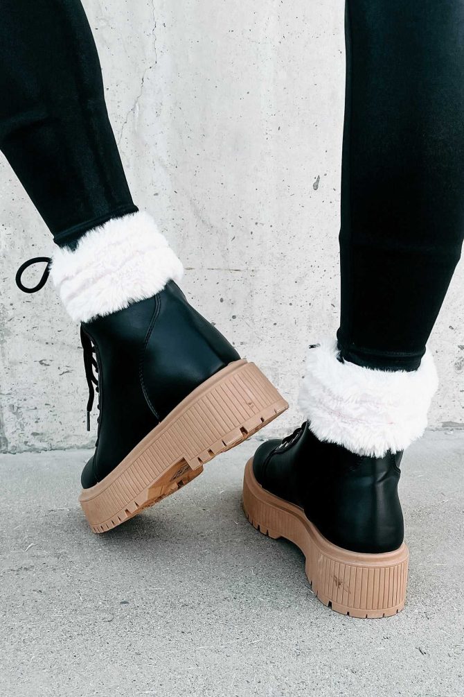 Queen Of The North Faux Fur Trimmed Combat Boots (Black) · NanaMacs - Image 4
