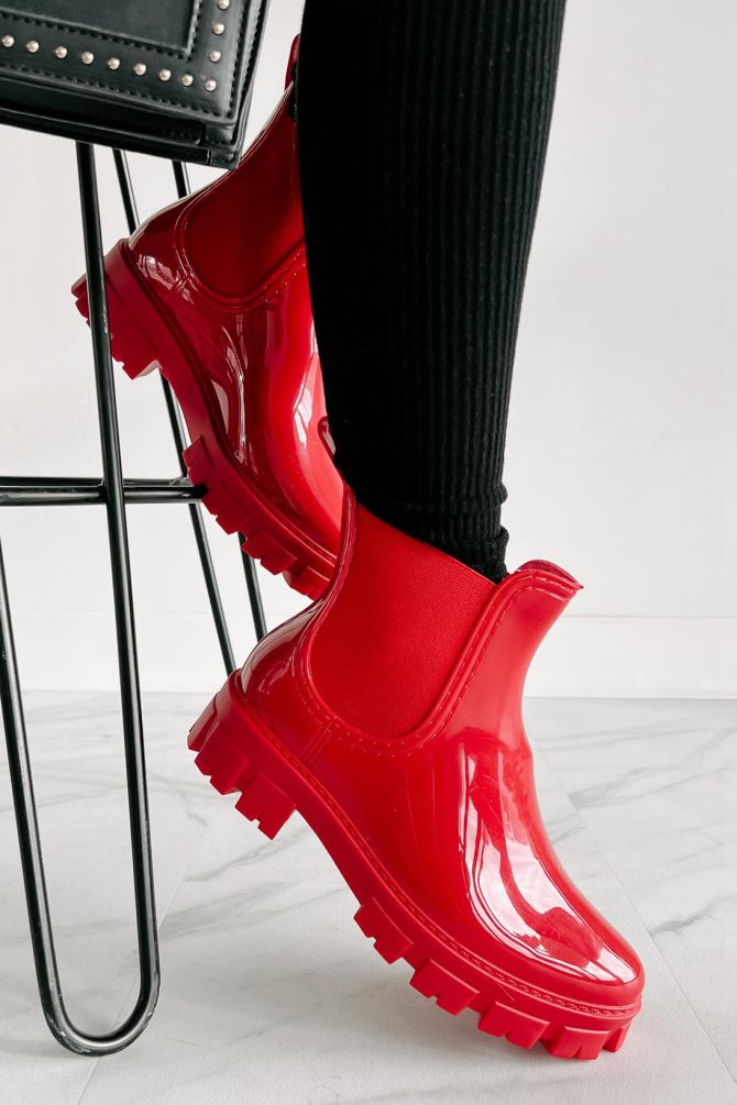 Hot Tamale Patent Leather Lug Sole Chelsea Boots (Red) · NanaMacs