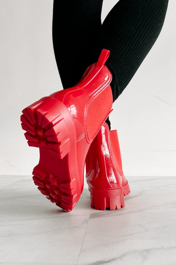 Hot Tamale Patent Leather Lug Sole Chelsea Boots (Red) · NanaMacs - Image 4