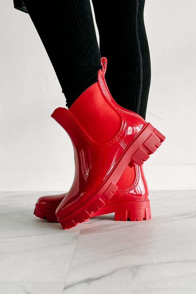 Hot Tamale Patent Leather Lug Sole Chelsea Boots (Red) · NanaMacs - Image 3