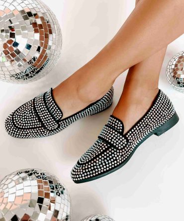 Woman In The Mirror Iridescent Rhinestone Loafers (Black/Multi) · NanaMacs
