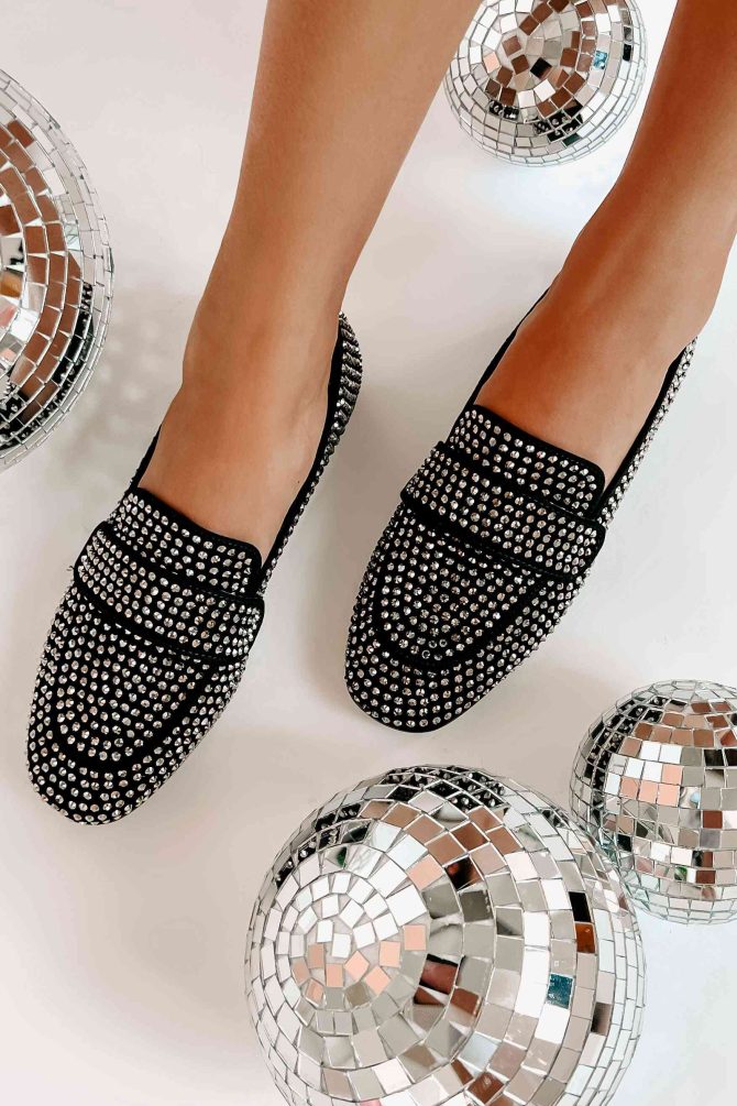 Woman In The Mirror Rhinestone Loafers (Black/Silver) · NanaMacs - Image 2
