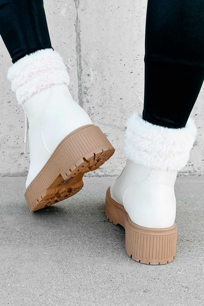 Queen Of The North Faux Fur Trimmed Combat Boots (Bone) · NanaMacs - Image 4