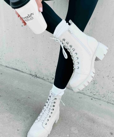 Taking Orders Lace-Up Combat Boots (Light Grey) · NanaMacs