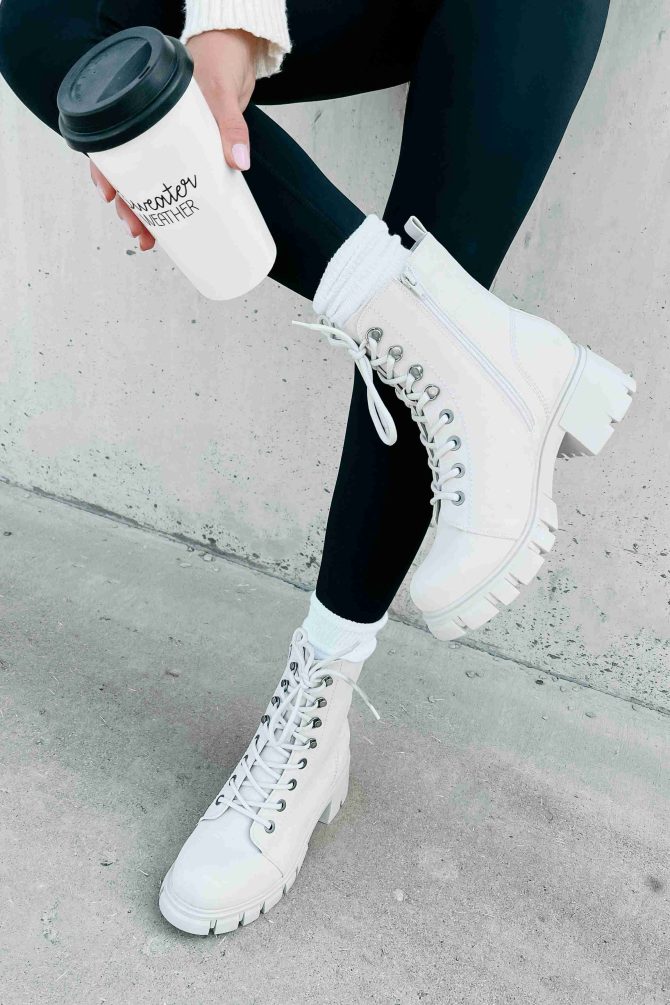 Taking Orders Lace-Up Combat Boots (Light Grey) · NanaMacs