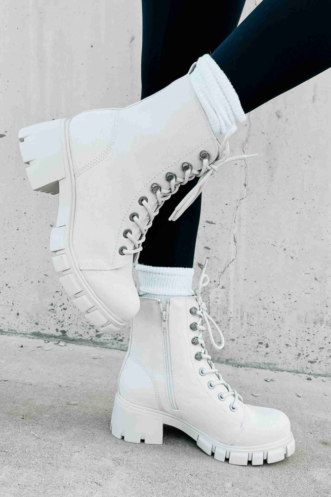 Taking Orders Lace-Up Combat Boots (Light Grey) · NanaMacs - Image 2