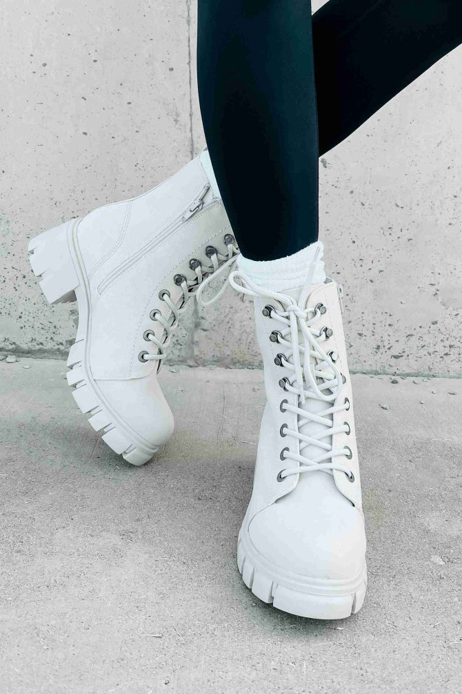 Taking Orders Lace-Up Combat Boots (Light Grey) · NanaMacs - Image 4