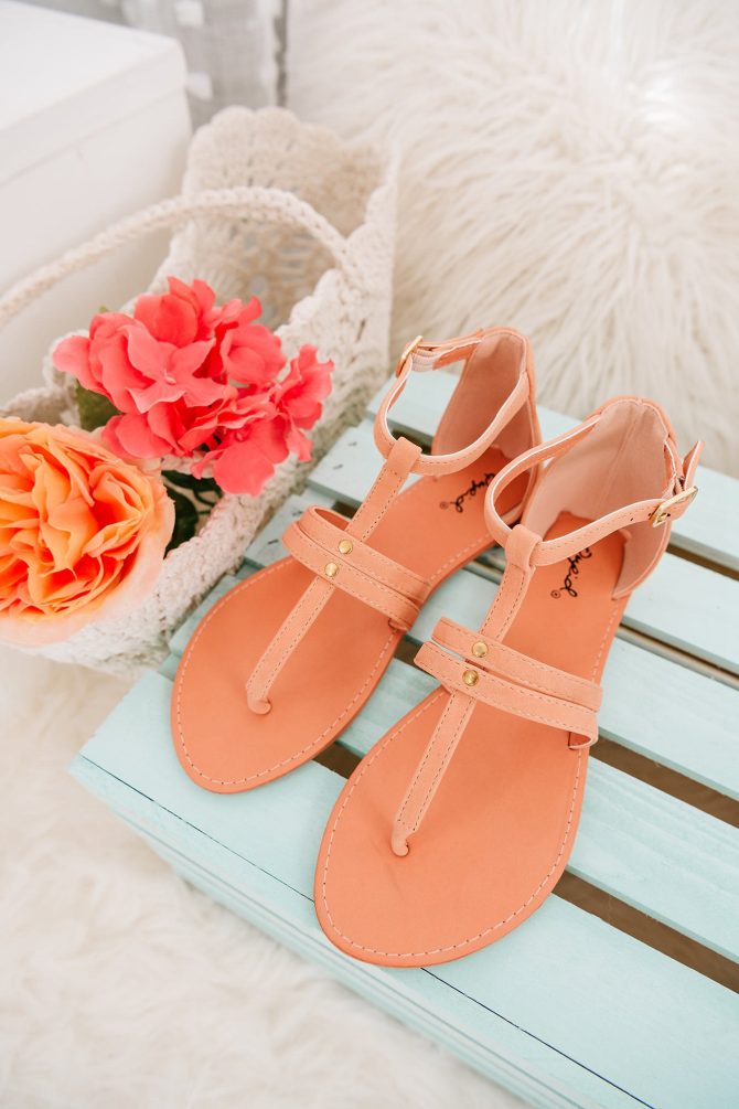 Best Choice Ankle Wrap Flat Sandals (Coral) · NanaMacs