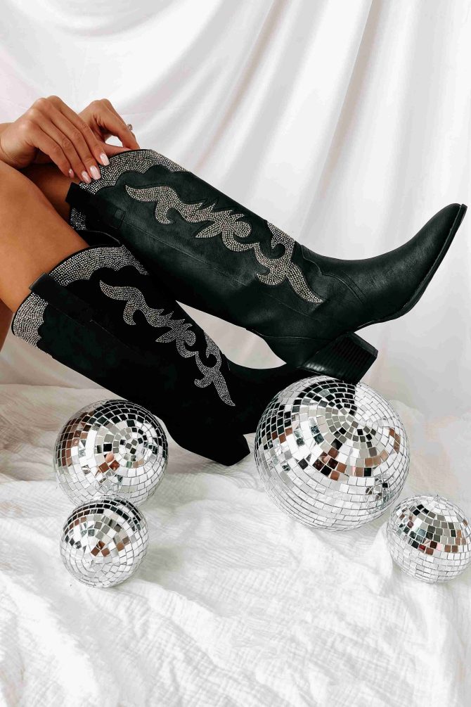 Cowgirl Confessions Rhinestone Studded Western Boots (Black) · NanaMacs - Image 2