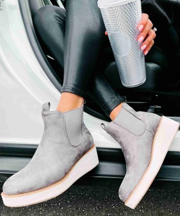 Danny Faux Suede Wedge Booties (Grey) · NanaMacs