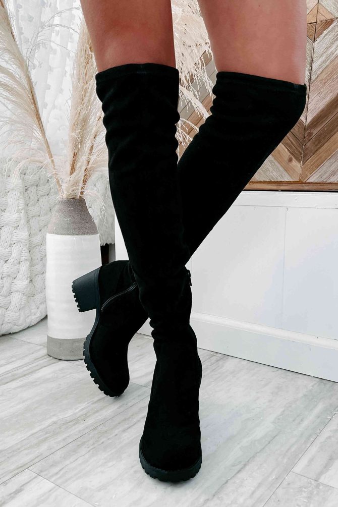 Get To Steppin' Faux Suede Over The Knee Boots (Black) · NanaMacs - Image 2