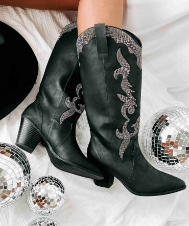 Cowgirl Confessions Rhinestone Studded Western Boots (Black) · NanaMacs