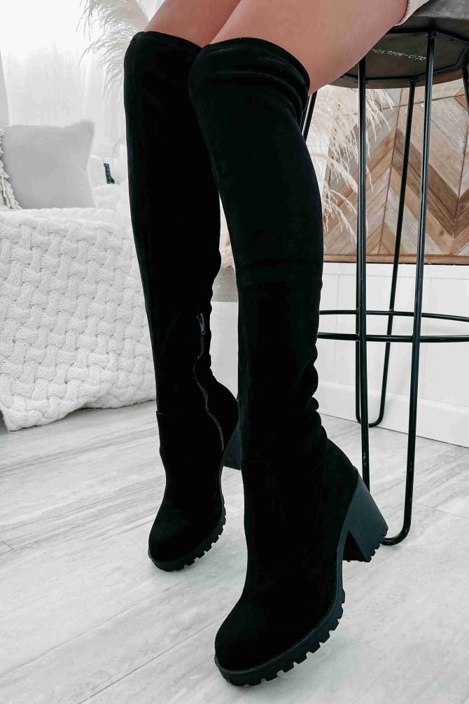 Get To Steppin' Faux Suede Over The Knee Boots (Black) · NanaMacs - Image 4