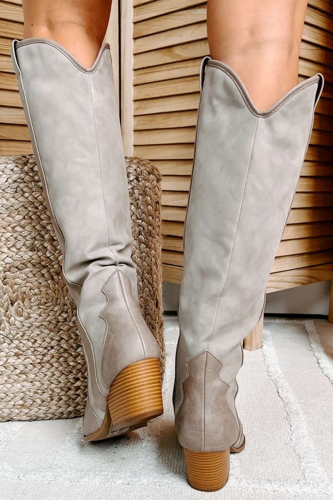 Sitting Side Saddle Faux Leather Western Boots (Taupe) · NanaMacs - Image 3