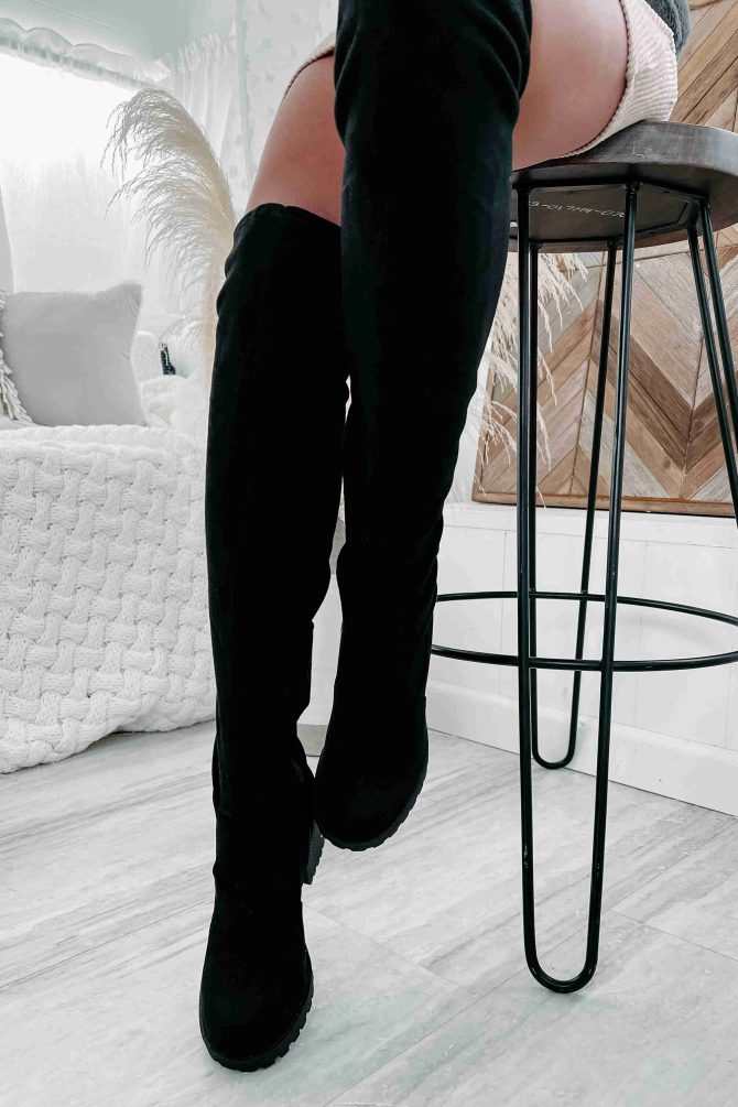 Get To Steppin' Faux Suede Over The Knee Boots (Black) · NanaMacs - Image 3