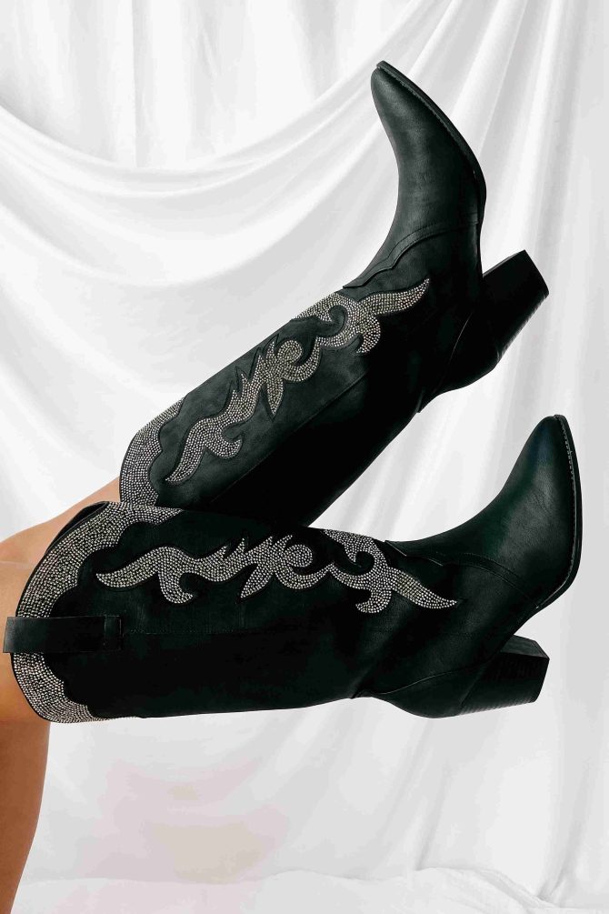 Cowgirl Confessions Rhinestone Studded Western Boots (Black) · NanaMacs - Image 4