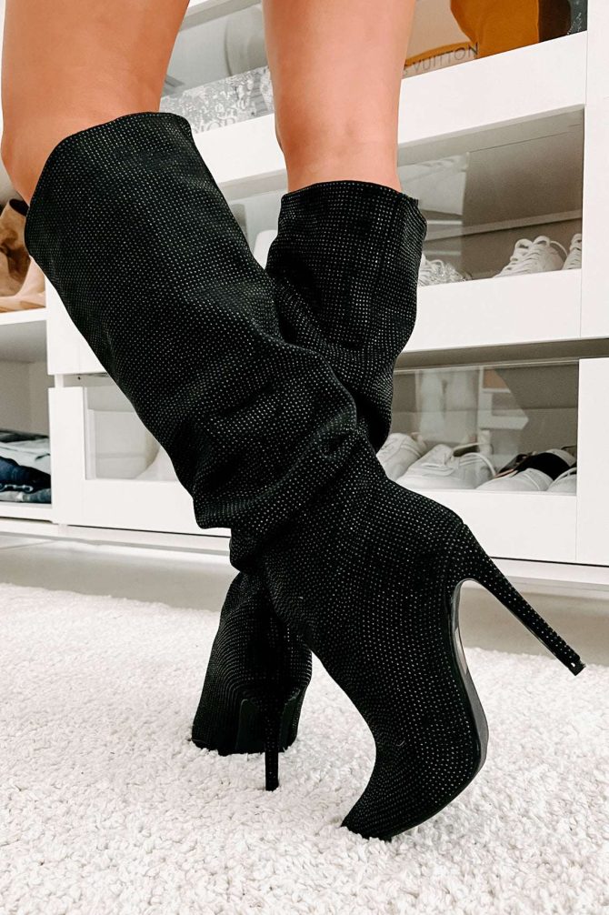 Shock & Awe Slouchy Rhinestone Boots (Black) · NanaMacs - Image 4
