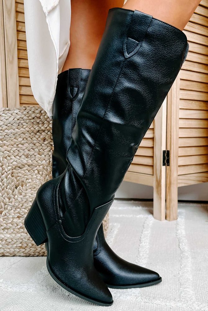Ashby Knee High Western Boots (Black) · NanaMacs - Image 2