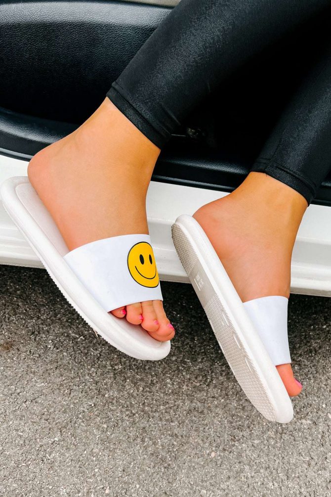 Came For The Fun Cushioned Slides (Ivory/Yellow) · NanaMacs - Image 3