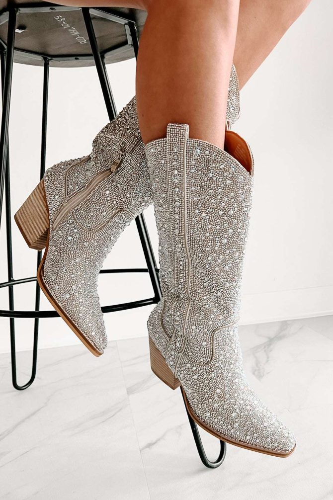 Country Queen Rhinestone Cowboy Boots (Silver Rhinestone) · NanaMacs - Image 2