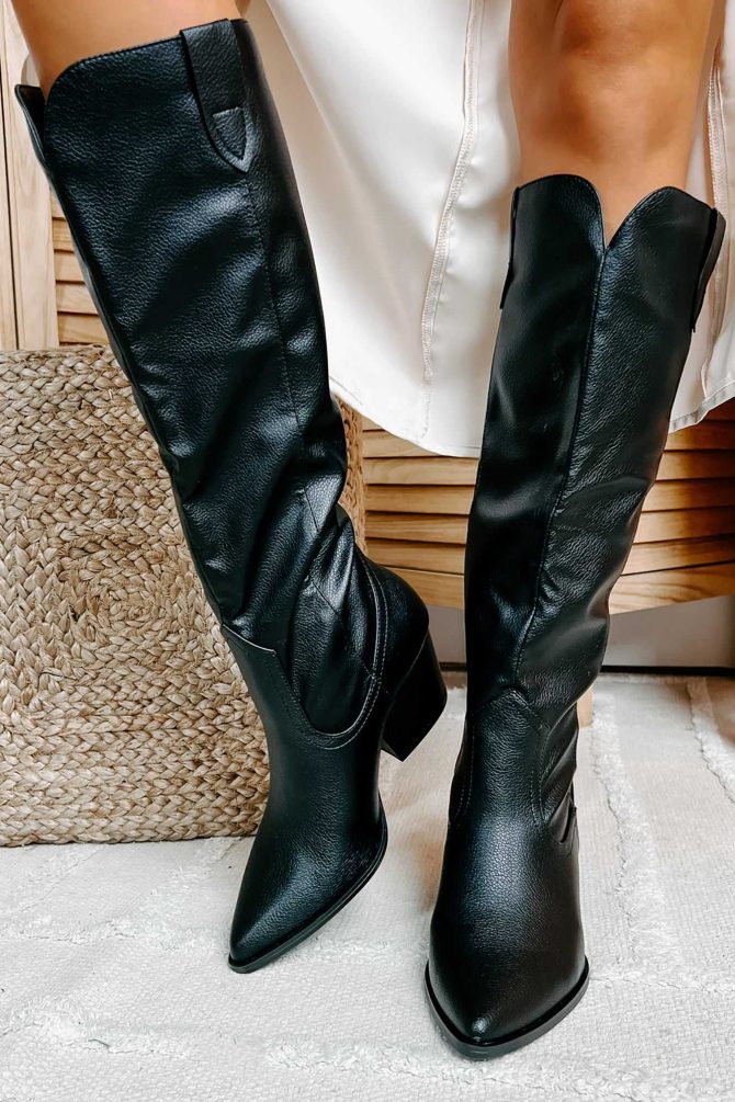 Ashby Knee High Western Boots (Black) · NanaMacs - Image 3