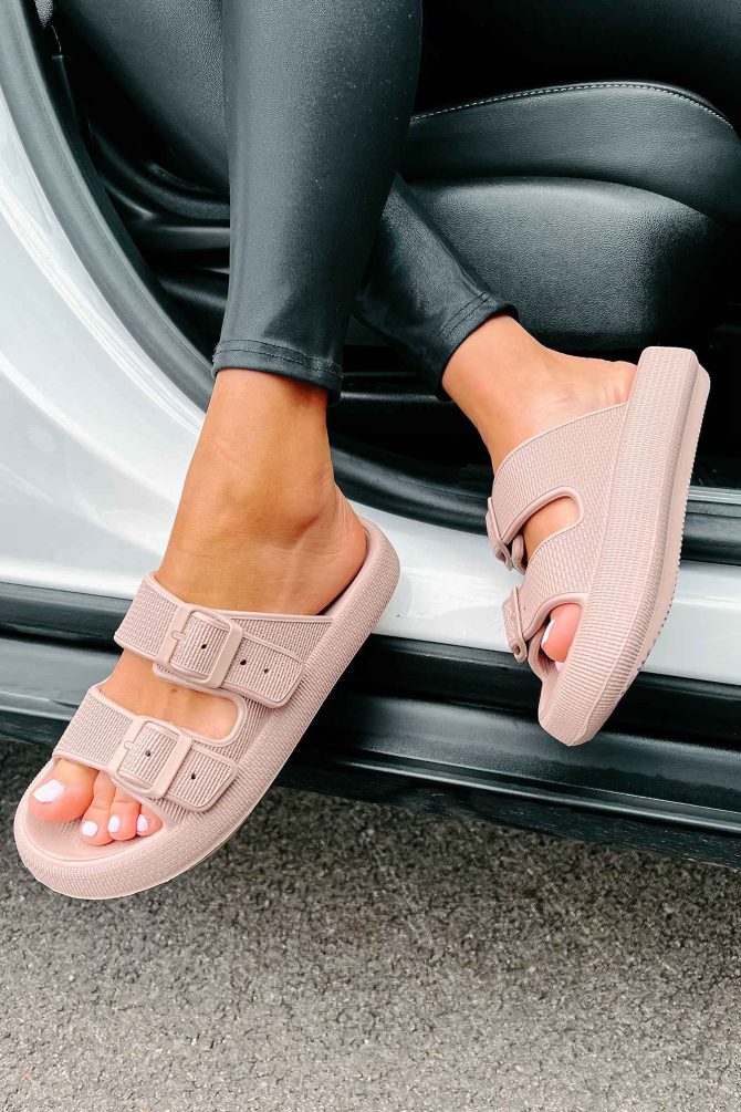 Destination Double Buckle Slip-On Sandals (Tan) · NanaMacs - Image 2