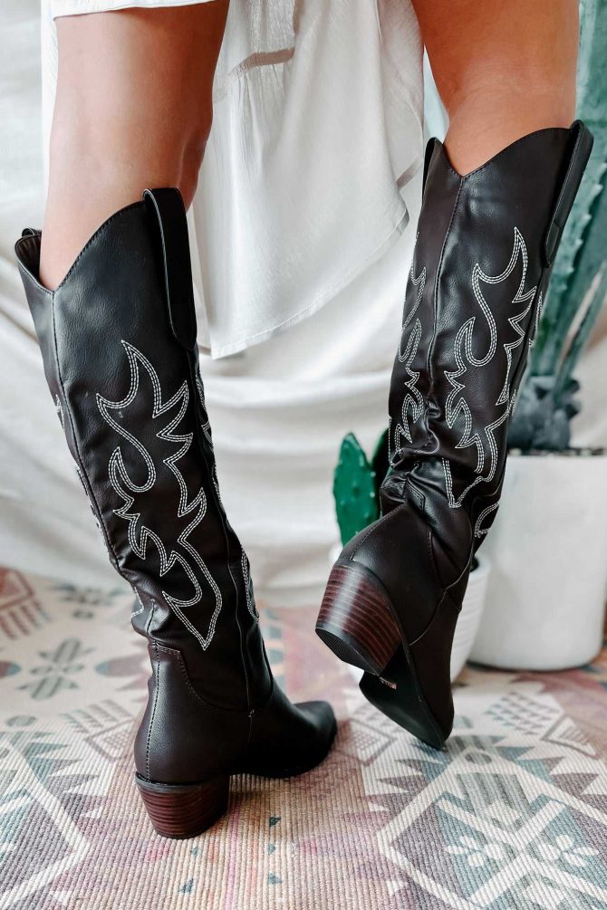 Giddy Up Faux Leather Billini Cowboy Boots (Chocolate/White) · NanaMacs - Image 3