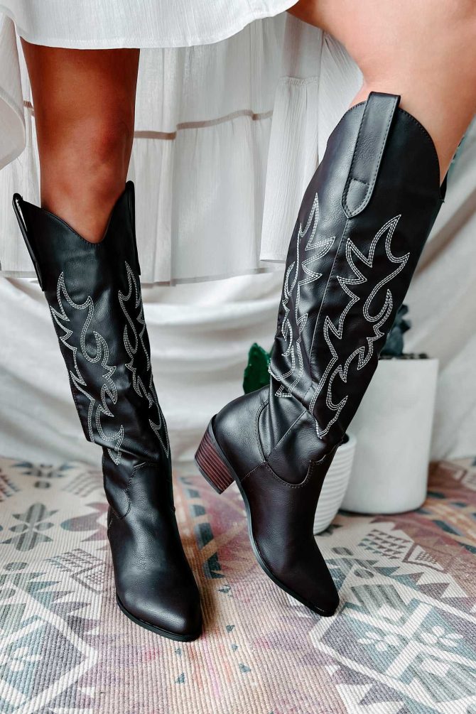 Giddy Up Faux Leather Billini Cowboy Boots (Chocolate/White) · NanaMacs - Image 4