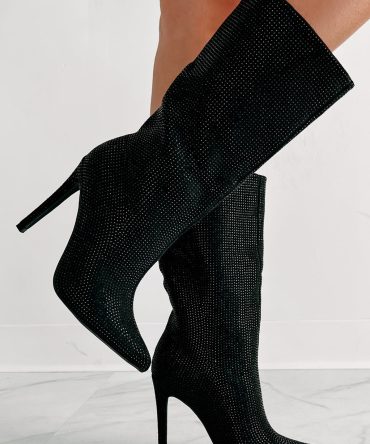 High Voltage Heeled Rhinestone Booties (Black) · NanaMacs