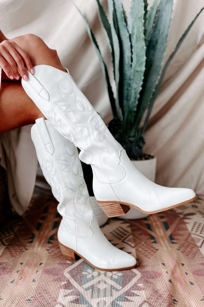 Giddy Up Faux Leather Billini Cowboy Boots (White) · NanaMacs - Image 4