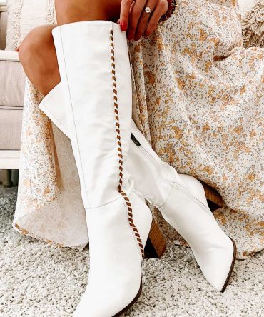 Madeline Pointed Toe Western Boot (White) · NanaMacs