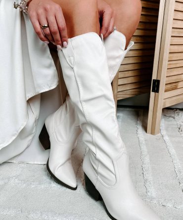 Ashby Knee High Western Boots (Beige) · NanaMacs