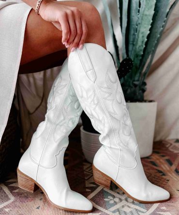 Giddy Up Faux Leather Billini Cowboy Boots (White) · NanaMacs