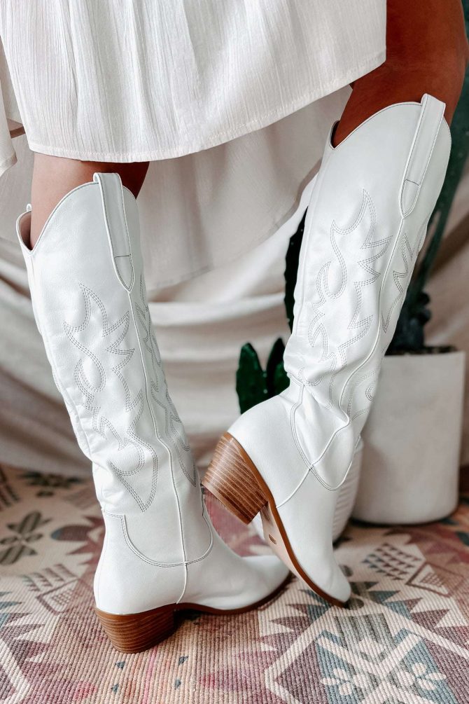 Giddy Up Faux Leather Billini Cowboy Boots (White) · NanaMacs - Image 3