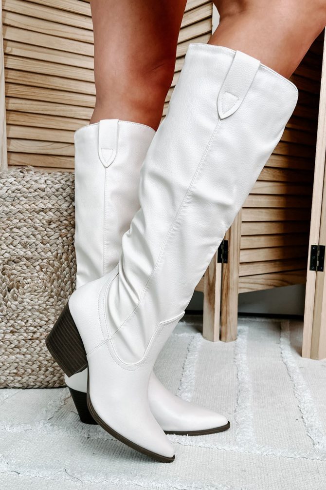 Ashby Knee High Western Boots (Beige) · NanaMacs - Image 2