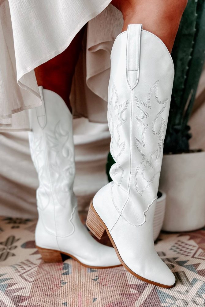 Giddy Up Faux Leather Billini Cowboy Boots (White) · NanaMacs - Image 2