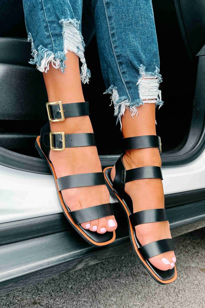 Into The Arena Strappy Gladiator Sandals (Black) · NanaMacs - Image 2