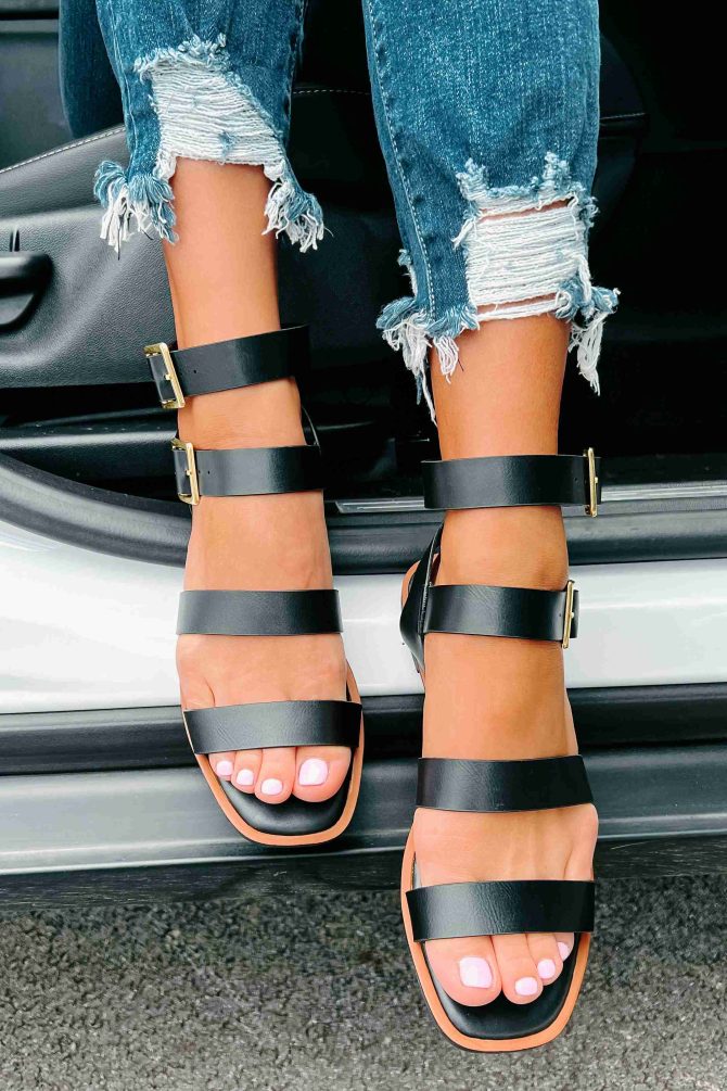 Into The Arena Strappy Gladiator Sandals (Black) · NanaMacs - Image 4