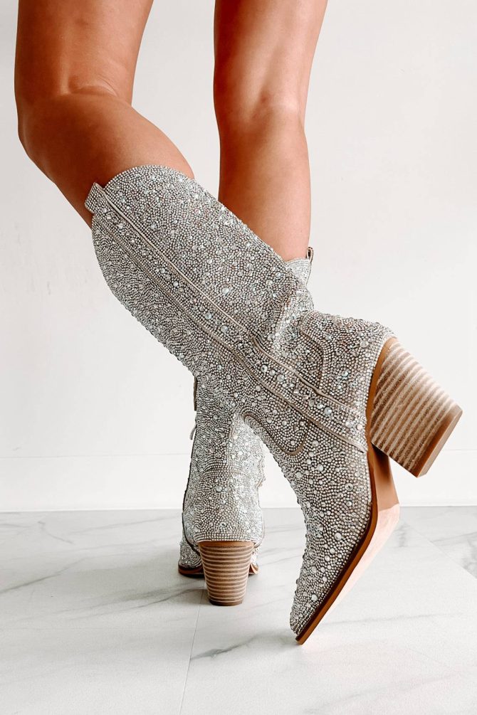 Country Queen Rhinestone Cowboy Boots (Silver Rhinestone) · NanaMacs - Image 3