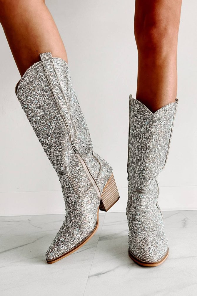 Country Queen Rhinestone Cowboy Boots (Silver Rhinestone) · NanaMacs - Image 4