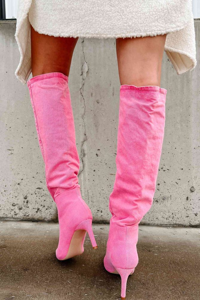 My Single Days Heeled Denim Boots (Pink Denim) · NanaMacs - Image 4
